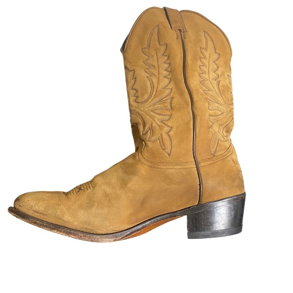 Men's Brown 13 Abilene Western Cowboy Rodeo Distressed Tanned Leather Boots - Picture 3 of 16